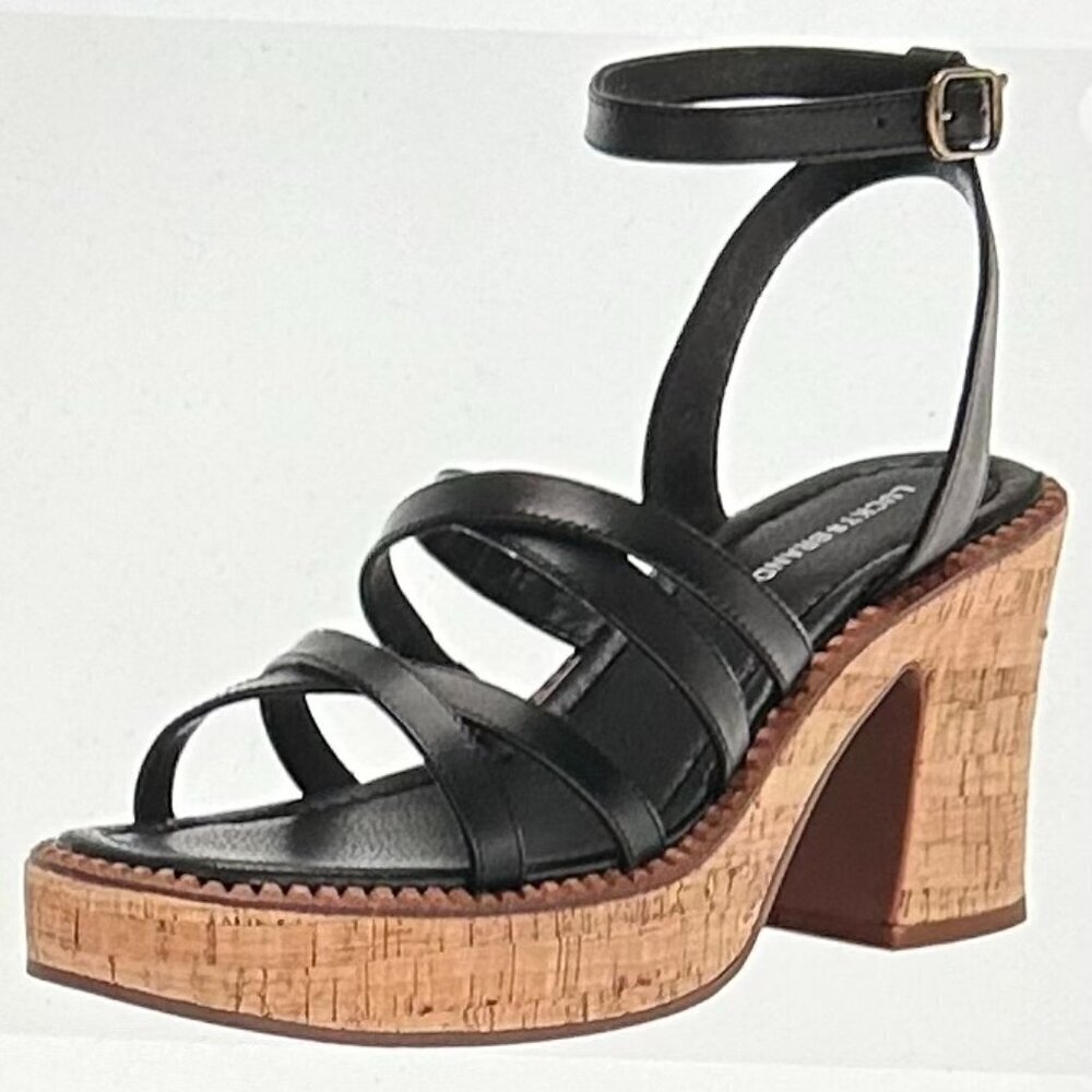 Lucky Brand Women's Taiza Platform Sandal Heeled in Black Size 8.5 - Picture 1 of 9